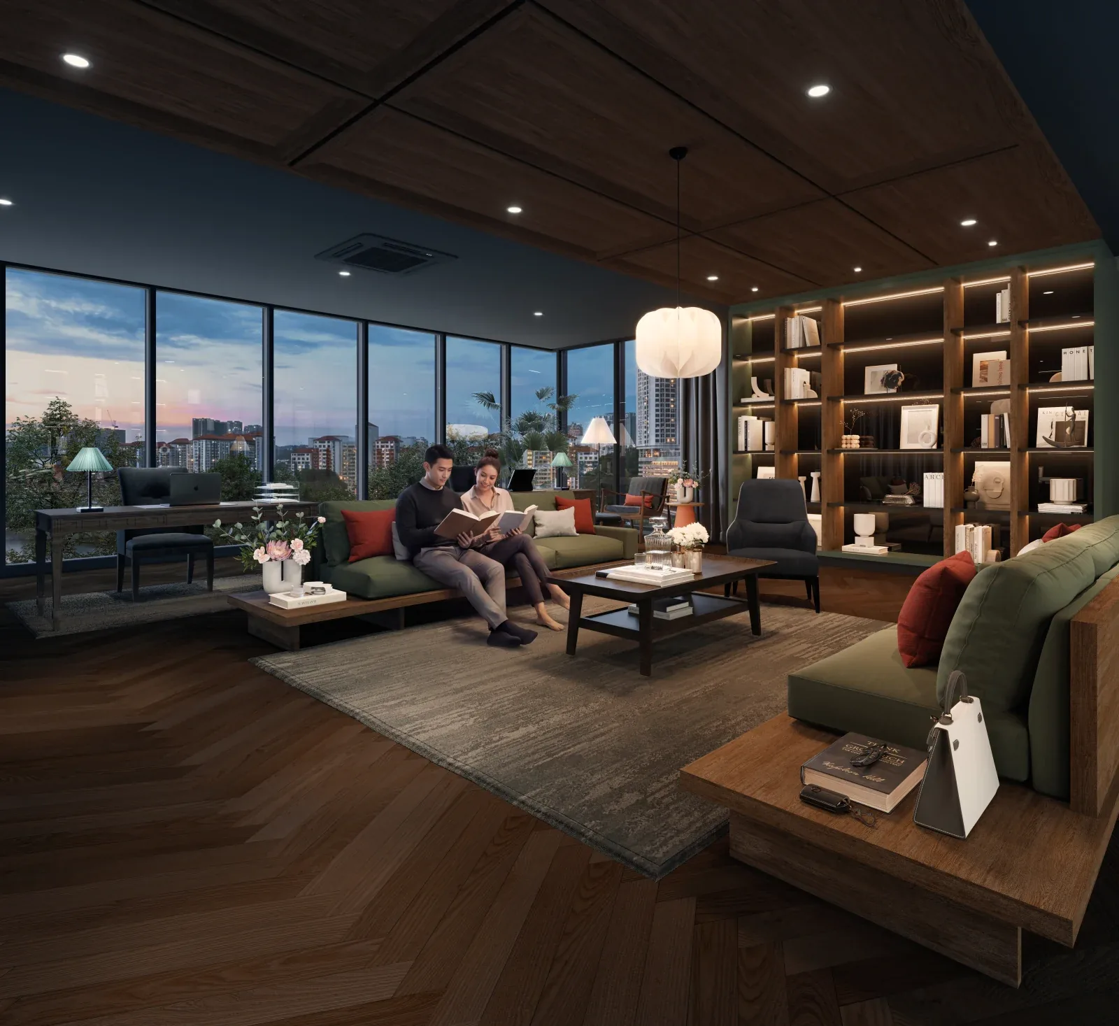 Reading pods and co-working space at Lunar Seputeh